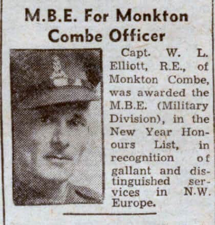 MBE for Monkton Combe officer Capt W L Elliott