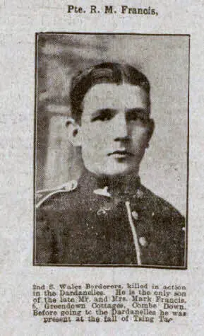 private r m francis bath chronicle and weekly gazette saturday 21 august 1915