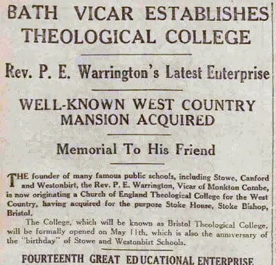 extract from theological college bath chronicle and weekly gazette saturday 27 february 1932