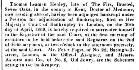 thomas leaman henley the london gazette part 1 january 1870