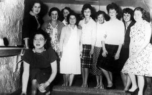 Ladies skittles at the King William, Combe Down, early 1960s