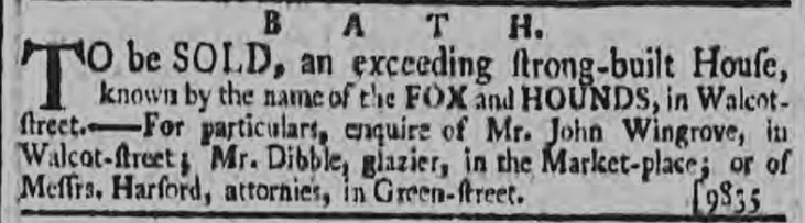 john wingrove fox and hounds bath chronicle and weekly gazette thursday 6 december 1787
