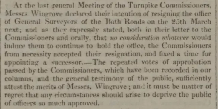 wingroves resign bath chronicle and weekly gazette thursday 2 february 1826