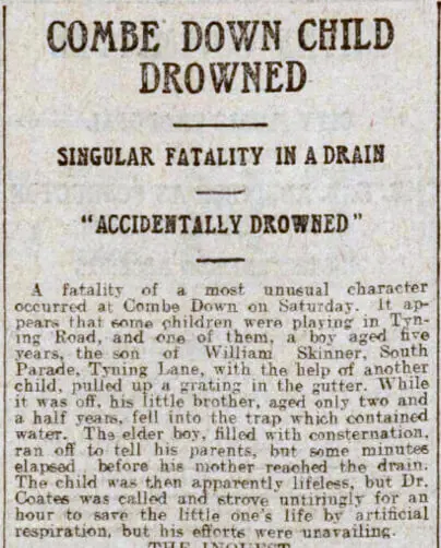 combe down child drowned bath chronicle and weekly gazette saturday 24 july 1915
