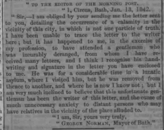 accident reply london evening standard friday 14 january 1842
