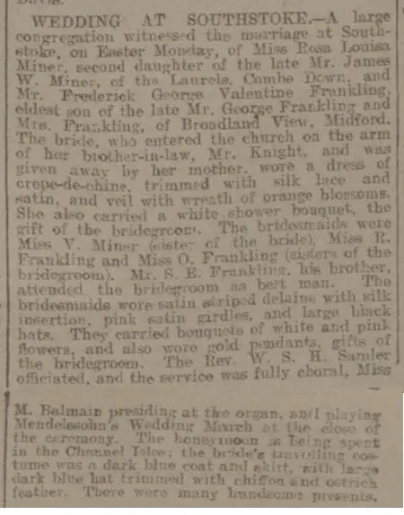 rosa louisa miner bath chronicle and weekly gazette thursday 15 april 1909