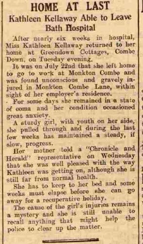 Kathleen Kellaway home - Bath Chronicle and Gazette, Saturday Sept 3 1932