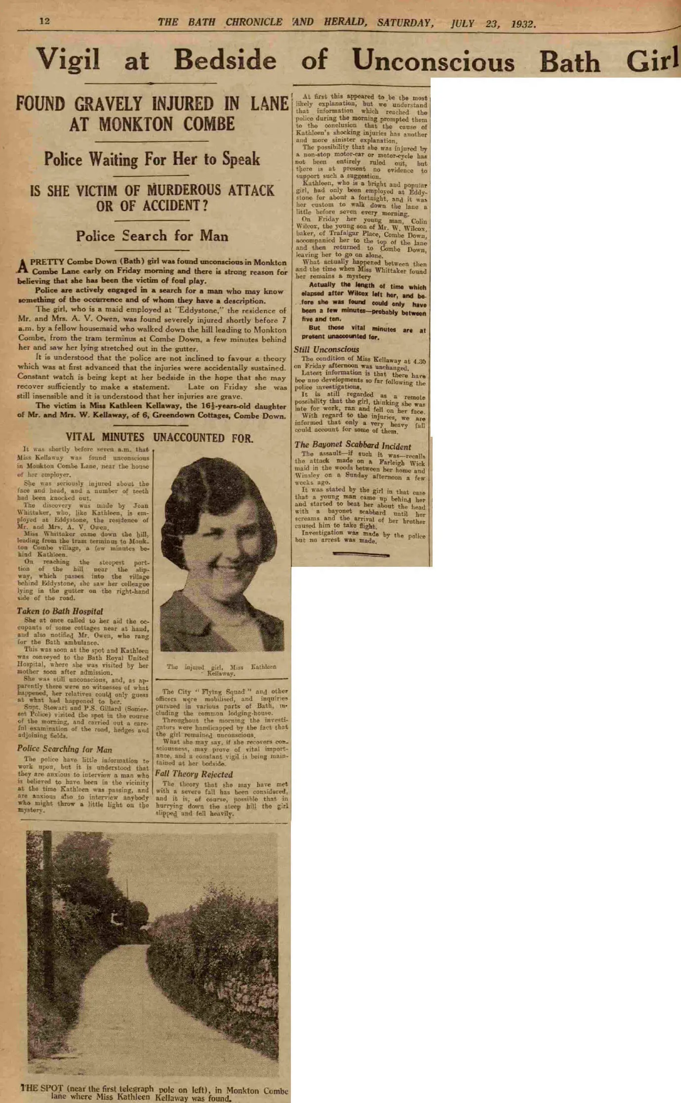 kathleen kellaway report bath chronicle and herald saturday 23 july 1932