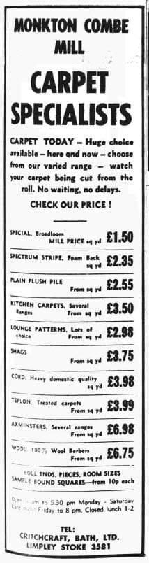 Monkton Combe mill carpet specialists - Central Somerset Gazette - Thursday 4 September 1980