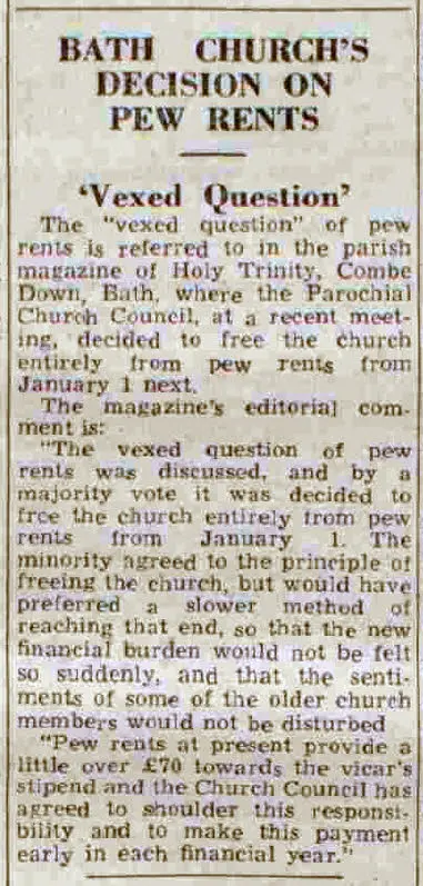 pew rents bath chronicle and weekly gazette saturday 10 december 1949