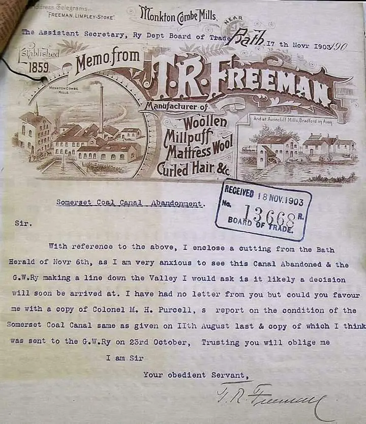freeman letter to board of trade 1903