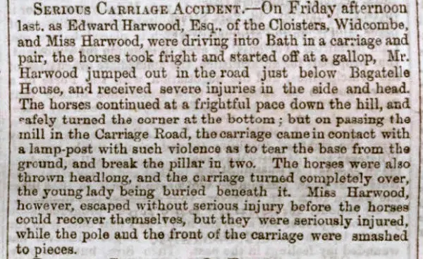 harwood accident bath chronicle and weekly gazette thursday 9 march 1854