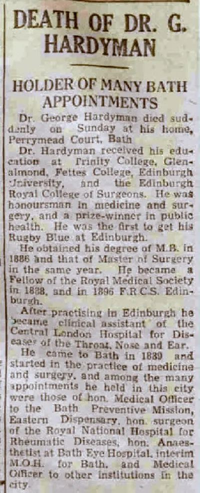 dr george hardyman bath chronicle and weekly gazette saturday 15 january 1944