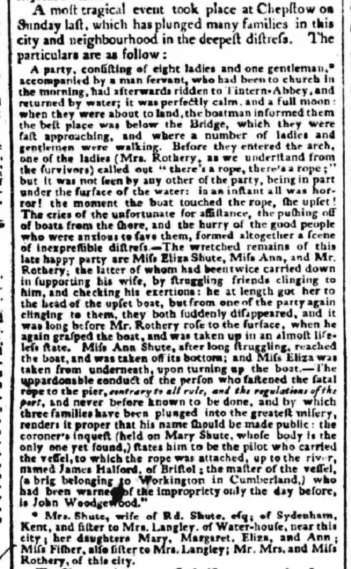 chepstow tragedy bath chronicle and weekly gazette thursday 24 september 1812