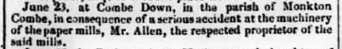 death of william jennings allen somerset county gazette saturday 6 july 1839