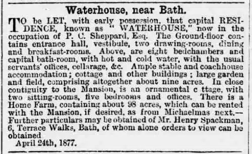 hayward has waterhouse bath chronicle and weekly gazette thursday 26 april 1877