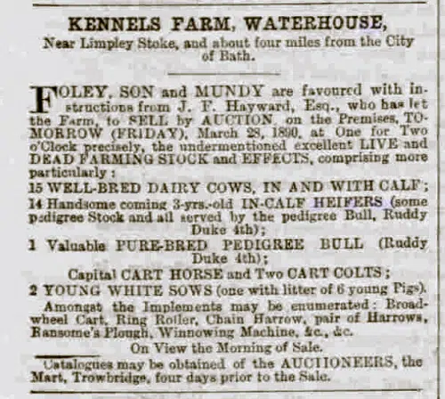 j f hayward kennels farm waterhouse bath chronicle and weekly gazette thursday 27 mar 1890