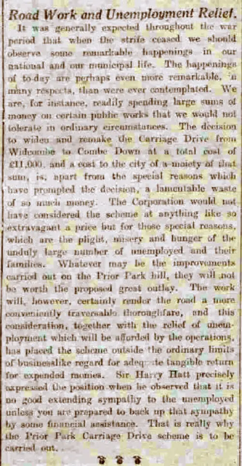 road work and unemployment bath chronicle and weekly gazette saturday 8 jan 1921 1