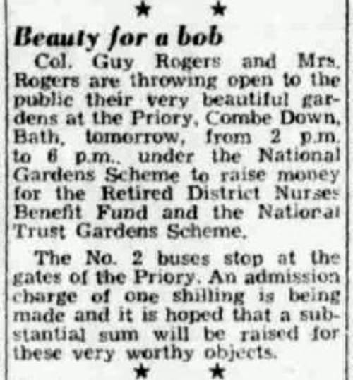 Col Guy Rogers, The Priory, Bath Chronicle and Weekly Gazette - Saturday 15 April 1950