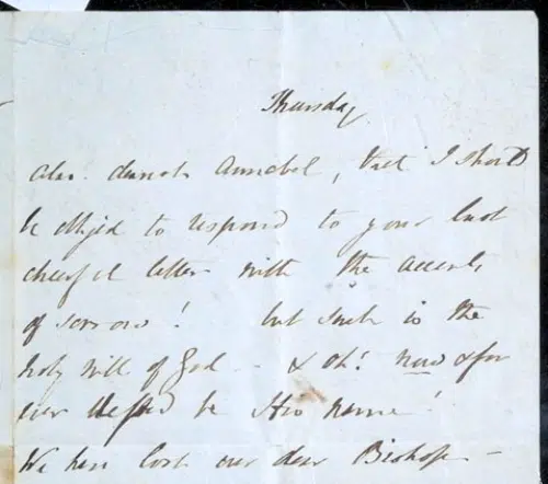 letter by henrietta following the death of bishop baines july 1843