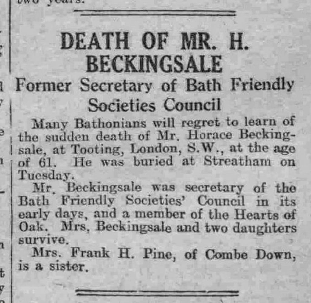 Death of Mr Beckingsale